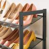 imageSONGMICS Shoe Rack 3Tier Shoe Organizer Metal Shoe Storage for Garage Stackable Shoe Shelf with Adjustable Flat or Angled Shelves 912 Pairs Charcoal Gray ULMR03GBCharcoal Gray