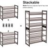 imageSONGMICS Shoe Rack 3Tier Shoe Organizer Metal Shoe Storage for Garage Stackable Shoe Shelf with Adjustable Flat or Angled Shelves 912 Pairs Charcoal Gray ULMR03GBBronze