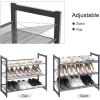imageSONGMICS Shoe Rack 3Tier Shoe Organizer Metal Shoe Storage for Garage Stackable Shoe Shelf with Adjustable Flat or Angled Shelves 912 Pairs Charcoal Gray ULMR03GBCharcoal Gray