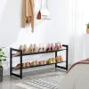 imageSONGMICS Shoe Rack 3Tier Shoe Organizer Metal Shoe Storage for Garage Stackable Shoe Shelf with Adjustable Flat or Angled Shelves 912 Pairs Charcoal Gray ULMR03GBInk Black