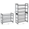 imageSONGMICS Shoe Rack 3Tier Shoe Organizer Metal Shoe Storage for Garage Stackable Shoe Shelf with Adjustable Flat or Angled Shelves 912 Pairs Charcoal Gray ULMR03GBCharcoal Gray