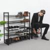 imageSONGMICS Shoe Rack 3Tier Shoe Organizer Metal Shoe Storage for Garage Stackable Shoe Shelf with Adjustable Flat or Angled Shelves 912 Pairs Charcoal Gray ULMR03GBBronze