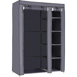 imageSONGMICS 43 Inch Portable Clothes Closet Wardrobe with NonWoven Fabric and Hanging Rod Quick and Easy to Assemble Gray ULSF007G