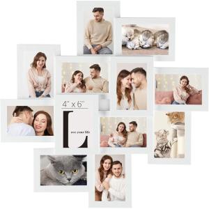 imageSONGMICS 4x6 Collage Picture Frames 12Pack Photo Collage Frame for Wall Decor Glass Front Assembly Required Maroon Brown Heather Greige Ash BlackCloud White