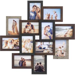 imageSONGMICS 4x6 Collage Picture Frames 12Pack Photo Collage Frame for Wall Decor Glass Front Assembly Required Maroon Brown Heather Greige Ash BlackMaroon Brown  Heather Greige  Ash Black