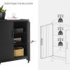 imageSONGMICS Garage Cabinet Metal Storage Cabinet with Doors and Shelves for Home Office Garage and Utility Room Black UOMC013B01Black
