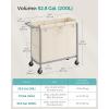 imageSONGMICS Laundry Basket with Wheels Rolling Laundry Hamper 238 Gallons 90L Removable Liner Steel Frame with Handle Blanket Storage 24 x 114 x 319 Inches Cream White URLS003W01White