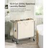 imageSONGMICS Laundry Basket with Wheels Rolling Laundry Hamper 238 Gallons 90L Removable Liner Steel Frame with Handle Blanket Storage 24 x 114 x 319 Inches Cream White URLS003W01White