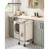 imageSONGMICS Laundry Basket with Wheels Rolling Laundry Hamper 238 Gallons 90L Removable Liner Steel Frame with Handle Blanket Storage 24 x 114 x 319 Inches Cream White URLS003W01White