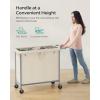 imageSONGMICS Laundry Basket with Wheels Rolling Laundry Hamper 238 Gallons 90L Removable Liner Steel Frame with Handle Blanket Storage 24 x 114 x 319 Inches Cream White URLS003W01White
