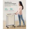 imageSONGMICS Laundry Basket with Wheels Rolling Laundry Hamper 238 Gallons 90L Removable Liner Steel Frame with Handle Blanket Storage 24 x 114 x 319 Inches Cream White URLS003W01White
