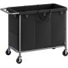 imageSONGMICS Laundry Basket with Wheels Rolling Laundry Hamper 238 Gallons 90L Removable Liner Steel Frame with Handle Blanket Storage 24 x 114 x 319 Inches Cream White URLS003W01Black