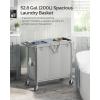 imageSONGMICS Laundry Basket with Wheels Rolling Laundry Hamper 238 Gallons 90L Removable Liner Steel Frame with Handle Blanket Storage 24 x 114 x 319 Inches Cream White URLS003W01Grey