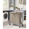 imageSONGMICS Laundry Basket with Wheels Rolling Laundry Hamper 238 Gallons 90L Removable Liner Steel Frame with Handle Blanket Storage 24 x 114 x 319 Inches Cream White URLS003W01Camel Brown