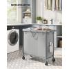 imageSONGMICS Laundry Basket with Wheels Rolling Laundry Hamper 238 Gallons 90L Removable Liner Steel Frame with Handle Blanket Storage 24 x 114 x 319 Inches Cream White URLS003W01Grey