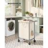 imageSONGMICS Laundry Basket with Wheels Rolling Laundry Hamper 238 Gallons 90L Removable Liner Steel Frame with Handle Blanket Storage 24 x 114 x 319 Inches Cream White URLS003W01White