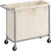 imageSONGMICS Laundry Basket with Wheels Rolling Laundry Hamper 238 Gallons 90L Removable Liner Steel Frame with Handle Blanket Storage 24 x 114 x 319 Inches Cream White URLS003W01White