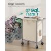 imageSONGMICS Laundry Basket with Wheels Rolling Laundry Hamper 238 Gallons 90L Removable Liner Steel Frame with Handle Blanket Storage 24 x 114 x 319 Inches Cream White URLS003W01White