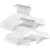 imageSONGMICS Pants Hangers 30 Pack Clear Plastic Hangers 16 x 89 Inches Skirt Hangers with Adjustable Clips Wide Shoulder Notches 360 Swivel Hook for Pants Skirts Dresses Clear UCRP075W0130