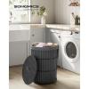 imageSONGMICS Laundry Hamper with Lid Round Laundry Basket 25 Gallons 95 L Versatile Removable Fabric Liner Large Capacity for Laundry Room Bedroom Living Room Slate Gray ULCB160G01Slate Gray