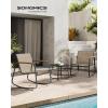 imageSONGMICS 3Piece Patio Furniture Set Garden Coversation Set 2 Rocking Chairs Table Outdoor Lawn Backyard Steel with Armrests Breathable Synthetic Fabric Yellowish Brown UGGF0027K01Yellowish Brown