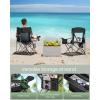 imageSONGMICS Camping Chair Folding Lawn Chair with Cooler Bag 352 lb Weight Capacity Adjustable Armrests with Cup Holder Storage Bag Breathable Nylon Mesh for Sports Games Harbor Blue UGCB060Q01Ink Black