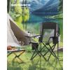 imageSONGMICS Camping Chair Folding Lawn Chair with Cooler Bag 352 lb Weight Capacity Adjustable Armrests with Cup Holder Storage Bag Breathable Nylon Mesh for Sports Games Harbor Blue UGCB060Q01Ink Black