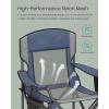 imageSONGMICS Camping Chair Folding Lawn Chair with Cooler Bag 352 lb Weight Capacity Adjustable Armrests with Cup Holder Storage Bag Breathable Nylon Mesh for Sports Games Harbor Blue UGCB060Q01Harbor Blue