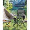 imageSONGMICS Camping Chair Folding Lawn Chair with Cooler Bag 352 lb Weight Capacity Adjustable Armrests with Cup Holder Storage Bag Breathable Nylon Mesh for Sports Games Harbor Blue UGCB060Q01Slate Gray