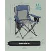 imageSONGMICS Camping Chair Folding Lawn Chair with Cooler Bag 352 lb Weight Capacity Adjustable Armrests with Cup Holder Storage Bag Breathable Nylon Mesh for Sports Games Harbor Blue UGCB060Q01Harbor Blue