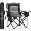 imageSONGMICS Oversized Lumbar Support Camping Chair HeavyDuty Outdoor Folding Chair Comfortable Padded Glamping Cooler Bag Weight Capacity 450 lb Slate Gray UGCB066G01Ink Black