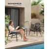 imageSONGMICS Patio Furniture Set 3 Pieces Garden Bistro Set Acapulco Chairs Outdoor Seating Side Table and 2 Chairs Indoor and Outdoor Conversation Set Balcony Porch Ink Black UGGF021B01Ink Black