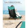 imageSONGMICS Set of 2 Portable Beach Chairs for Adults Max Load 330 lb Each High Backrest Cup Holder Lightweight HeavyDuty Black UGCB067B01V1Green
