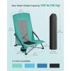 imageSONGMICS Set of 2 Portable Beach Chairs for Adults Max Load 330 lb Each High Backrest Cup Holder Lightweight HeavyDuty Black UGCB067B01V1Green