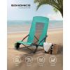 imageSONGMICS Set of 2 Portable Beach Chairs for Adults Max Load 330 lb Each High Backrest Cup Holder Lightweight HeavyDuty Black UGCB067B01V1Green