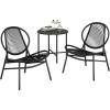 imageSONGMICS Patio Furniture Set 3 Pieces Garden Bistro Set Acapulco Chairs Outdoor Seating Side Table and 2 Chairs Indoor and Outdoor Conversation Set Balcony Porch Ink Black UGGF021B01Ink Black