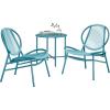 imageSONGMICS Patio Furniture Set 3 Pieces Garden Bistro Set Acapulco Chairs Outdoor Seating Side Table and 2 Chairs Indoor and Outdoor Conversation Set Balcony Porch Ink Black UGGF021B01Lake Blue
