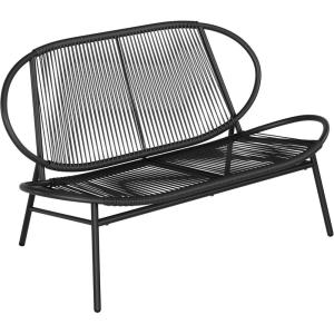 imageSONGMICS Patio Chair Patio Bench 2Seat Garden Bench Garden Furniture PE Rattan Garden Chair with Backrest 276 x 545 x 312 Inches for Terrace Garden Balcony Outdoor Ink Black UGGF0026B01
