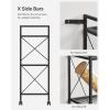 imageSONGMICS 3Tier Metal Storage Rack with Wheels Mesh Shelving Unit with X Side Frames 236Inch Width for Entryway Kitchen Living Room Bathroom Industrial Style Metallic Gold UBSC163A02Black