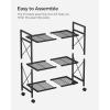 imageSONGMICS 3Tier Metal Storage Rack with Wheels Mesh Shelving Unit with X Side Frames 236Inch Width for Entryway Kitchen Living Room Bathroom Industrial Style Metallic Gold UBSC163A02Black
