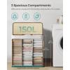 imageSONGMICS Laundry Hamper 396 Gallons 150L 3Section Laundry Basket Laundry Hamper with Lid Bamboo Foldable Removable and Machine Washable Liner for Laundry Room Bedroom Natural ULCB091N01Gray