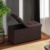 imageSONGMICS MAZIE Collection  15 Inches Ottoman with Storage Footstool Storage Ottoman with Metal Grommet Handles Load 660 lb for Dorm Living Room Bedroom Synthetic Leather Black ULSF30BBrown