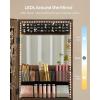 imageSONGMICS Mirror Jewelry Cabinet Armoire Organizer Wall or Door Mount Storage Cabinet with FullLength Frameless Lighted Mirror Builtin Makeup Mirror 2 Drawers Lockable White UJJC013W01Rustic Brown