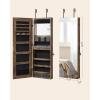 imageSONGMICS Mirror Jewelry Cabinet Armoire Organizer Wall or Door Mount Storage Cabinet with FullLength Frameless Lighted Mirror Builtin Makeup Mirror 2 Drawers Lockable White UJJC013W01Rustic Brown