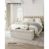 imageSONGMICS Storage Ottoman Bench Foldable Ottoman Foot Rest 15 x 43 x 15 Inches End of Bed Bench Storage Chest Load up to 660 lb for Living Room Bedroom Entryway Cream White ULSF277W01Cream White