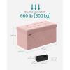 imageSONGMICS Storage Ottoman Bench Foldable Ottoman Foot Rest 15 x 43 x 15 Inches End of Bed Bench Storage Chest Load up to 660 lb for Living Room Bedroom Entryway Cream White ULSF277W01Jelly Pink