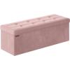imageSONGMICS Storage Ottoman Bench Foldable Ottoman Foot Rest 15 x 43 x 15 Inches End of Bed Bench Storage Chest Load up to 660 lb for Living Room Bedroom Entryway Cream White ULSF277W01Jelly Pink