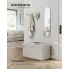 imageSONGMICS Storage Ottoman Bench Foldable Ottoman Foot Rest 15 x 43 x 15 Inches End of Bed Bench Storage Chest Load up to 660 lb for Living Room Bedroom Entryway Cream White ULSF277W01Cream White