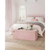 imageSONGMICS Storage Ottoman Bench Foldable Ottoman Foot Rest 15 x 43 x 15 Inches End of Bed Bench Storage Chest Load up to 660 lb for Living Room Bedroom Entryway Cream White ULSF277W01Jelly Pink