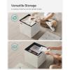 imageSONGMICS Storage Ottoman Foldable Small Ottoman Foot Rest 122 x 161 Inches Foot Stool Load up to 286 lb for Living Room Bedroom Dorm Slate Gray ULSF200G01Cream White